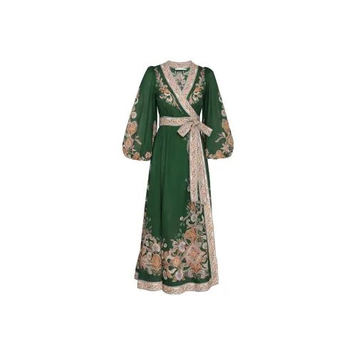 Zimmermann Зеленое Женское Длинное Платье с Рукавами