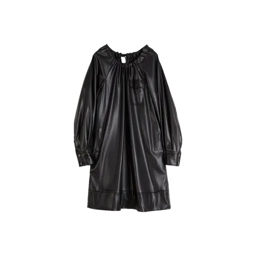 ELLE Длинное платье с длинными рукавами женское черное