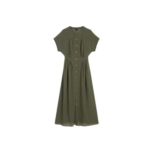 Yiner Короткий рукав Платье Женское Оливково-зеленый
