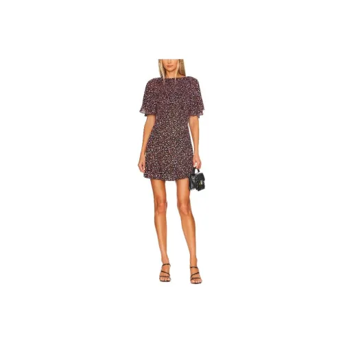 FREE PEOPLE Многоцветные Женские Короткие Платья с Рукавами