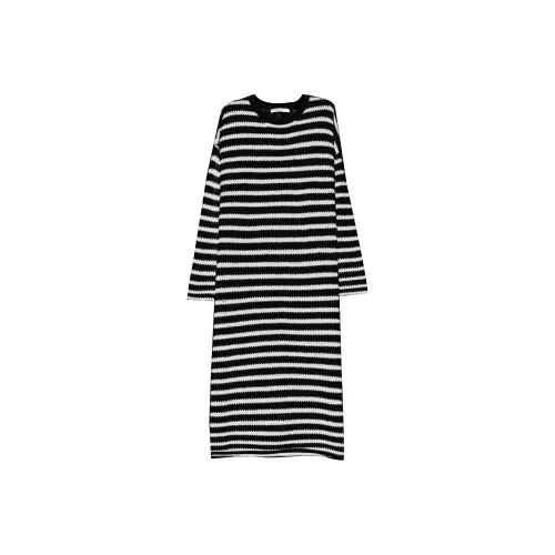 Tonlion Длинное платье с длинными рукавами женское черного тона