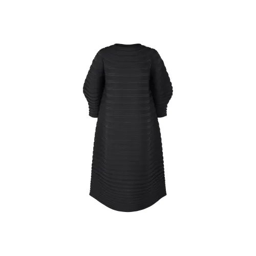 PLEATS PLEASE ISSEY MIYAKE SS24 Длинное платье с длинными рукавами женское черное