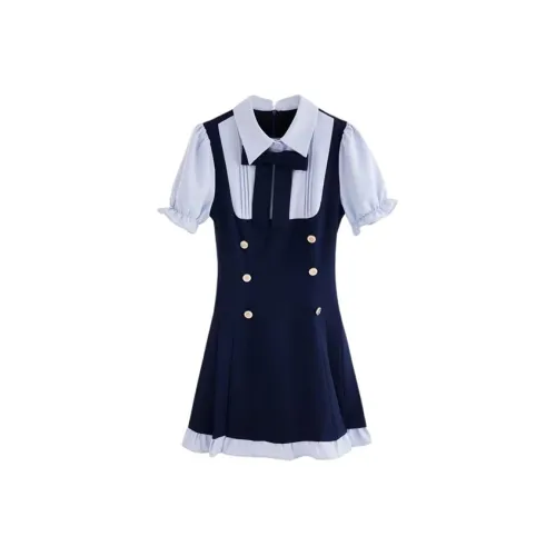 SECFLY OFFICIAL Короткий рукав Платье Женское Небесно-голубой