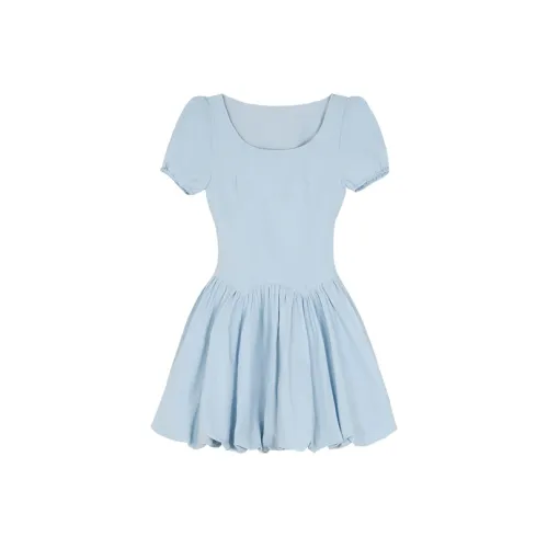 Sorrow Matsumoto Летнее Короткое Платье с Короткими Рукавами Женское Синее