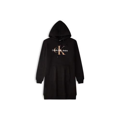 CK Calvin Klein Длинное платье с длинными рукавами женское космический черный