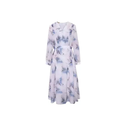 BBLLUUEE Длинный рукав Платье Женское Розовый Синий