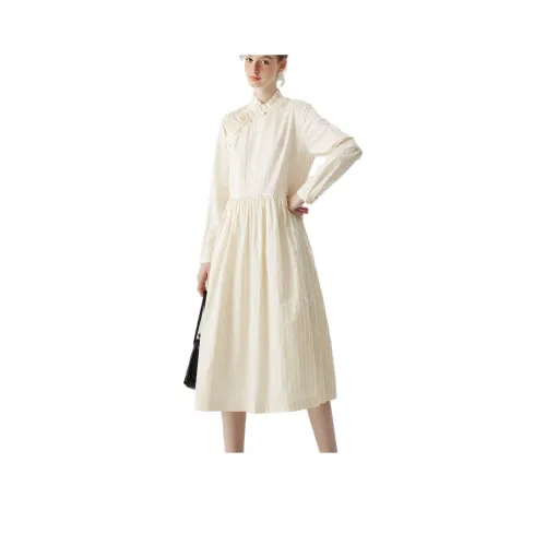 PURE TEA Twilight Белое Женское Длинное Платье с Рукавами