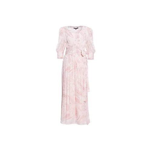 BESIONIA SS23 Длинное платье с длинными рукавами женское розовый цвет цветочный узор