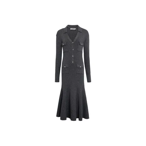 Anmani Длинное платье с длинными рукавами женское серое