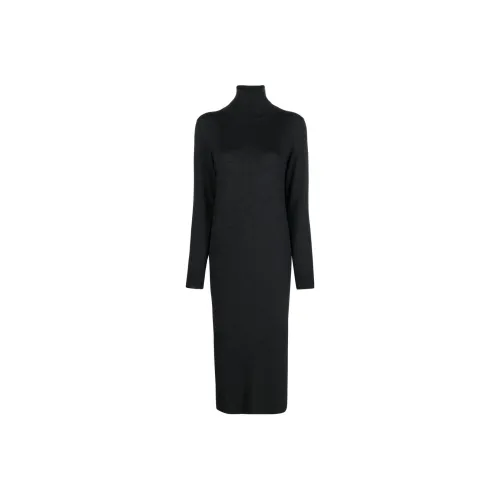 PAROSH Черное Женское Длинное Платье с Рукавами