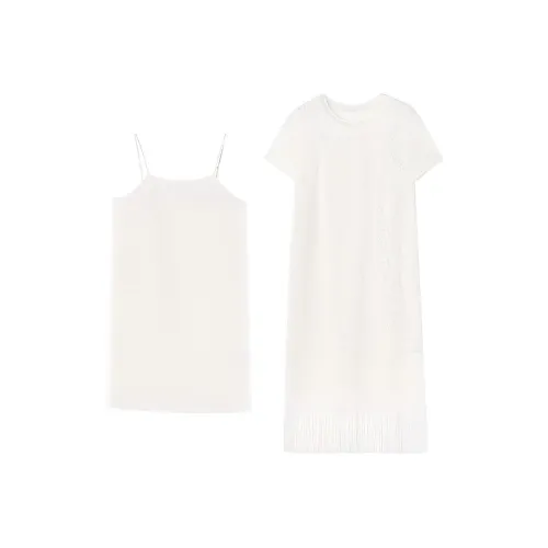 XIANGYING Бежевые Женские Короткие Платья с Рукавами