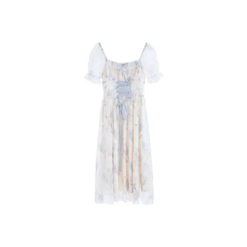 PLAY BUSH Короткий рукав Платье Женское С цветочным узором