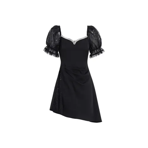 AUI Black Женские Короткие Платья с Рукавами