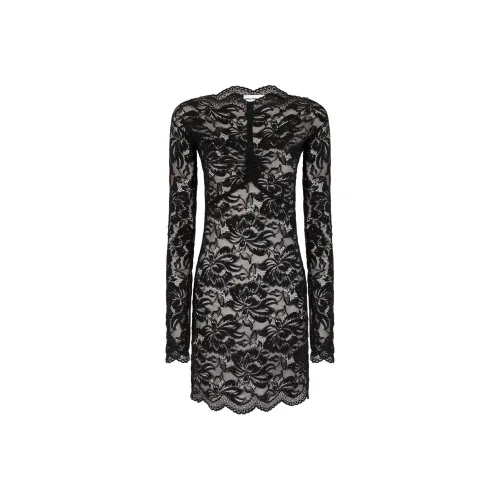 Paco Rabanne Длинное платье с длинными рукавами женское черное