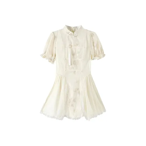 SYEEE WITH U Короткий рукав Платье Женское Белое