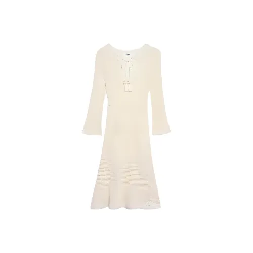 CELINE FW22 Длинное платье с длинными рукавами женское бежевый желтый