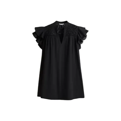 H&M Черное Женское Короткое Платье с Рукавами