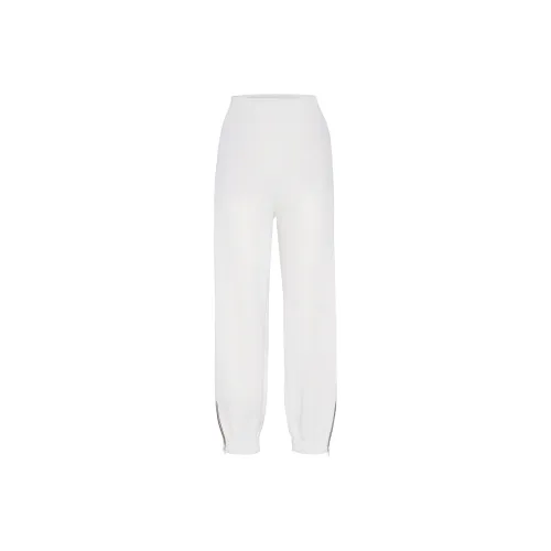 BRUNELLO CUCINELLI SS24 Вязаные спортивные брюки Женские Белые
