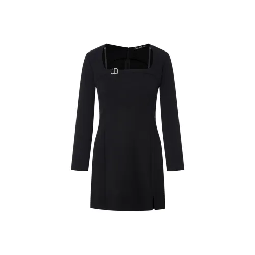 MO&CO Черное Женское Длинное Платье с Рукавами