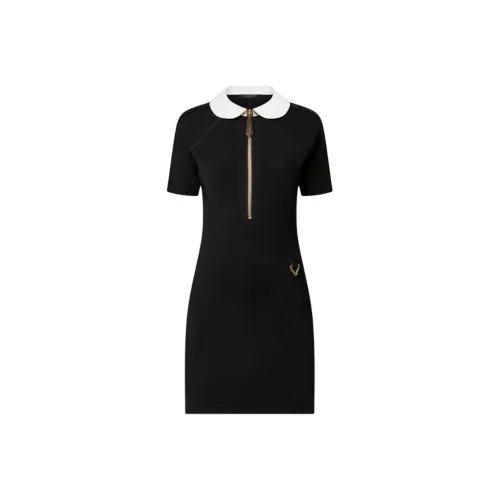 LOUIS VUITTON Короткое платье с короткими рукавами женское черное