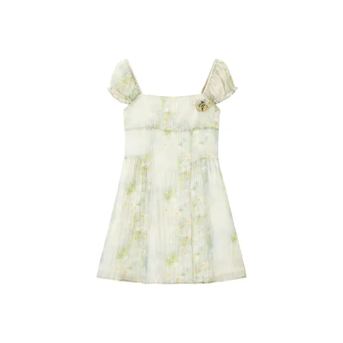 LEDIN Короткий рукав Платье Женское Матовое Мятно-зеленый