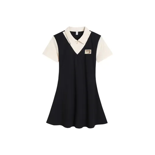 Ice Cream And Whale Короткий рукав Платье Женское