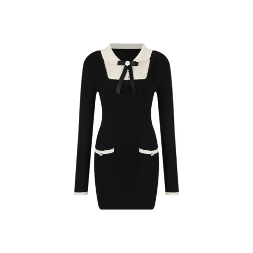 Incolore Длинное платье с длинными рукавами женское черное