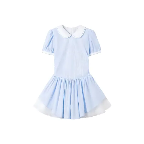 VKXOW Короткий рукав Платье Женское Небесно-голубой