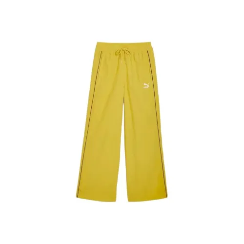 PUMA T7 SS24 Вязаные тренировочные брюки женские желтые