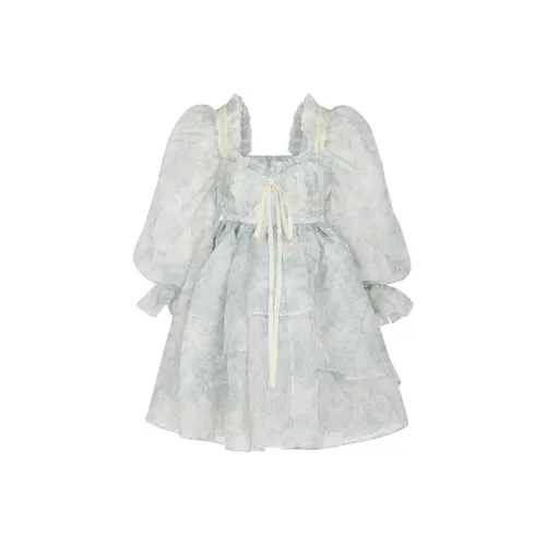 Selkie Коллекция Длинное Платье с Длинными Рукавами Женское Austin Светло-Синий