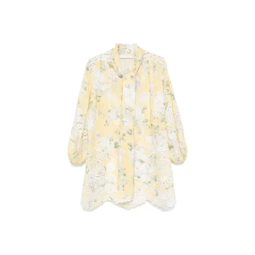 Zimmermann Желтое Женское Длинное Платье с Рукавами