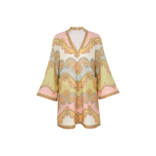 Zimmermann Maxine SS25 Длинное Платье с Длинными Рукавами Женское Многоцветное