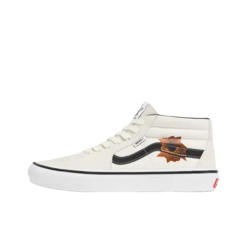 Supreme X Nate Lowman x VANS Skate Grosso MID Топ Кроссовки для скейтбординга Унисекс Белый