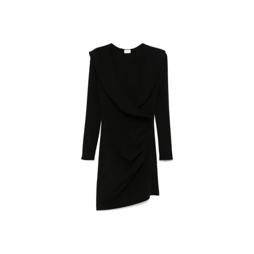 MAGDA BUTRYM SS24 Длинное платье с длинным рукавом женское черное