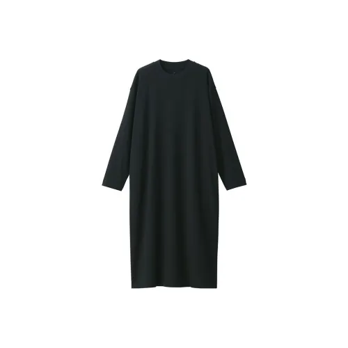 Muji Женские Длинные Платья с Рукавами