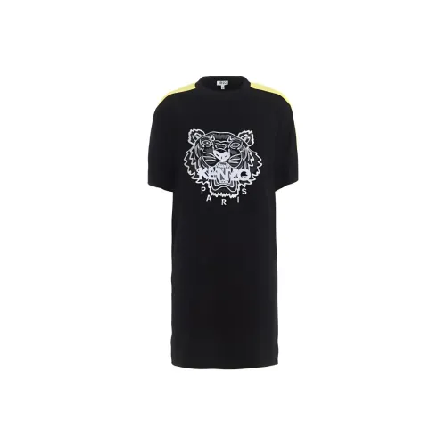 KENZO Черное Женское Короткое Платье с Рукавами