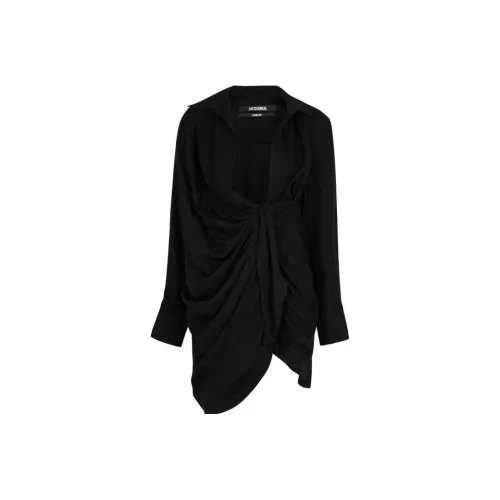 Jacquemus Черное Женское Длинное Платье с Рукавами