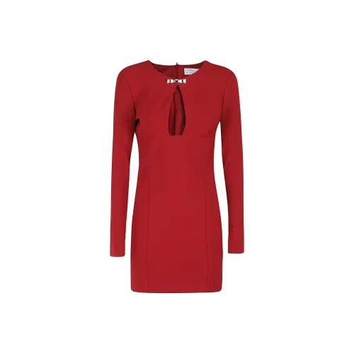 Blumarine Длинное платье с длинными рукавами женское красное