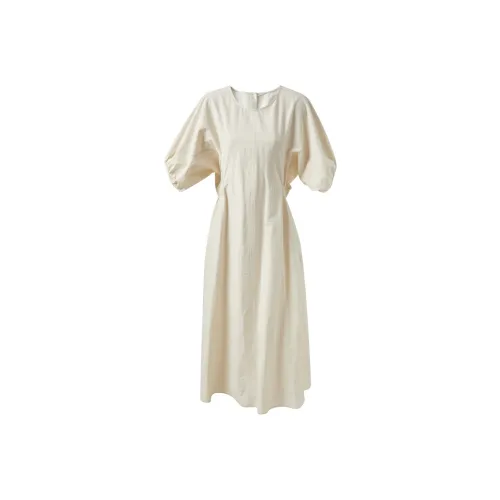 3COLOUR Экрю Женские Платья с Коротким Рукавом