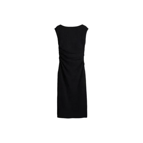 H&M Черное Женское Короткое Платье с Рукавами