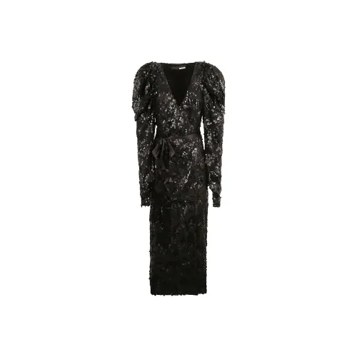 Rotate Длинное платье с длинными рукавами женское черное