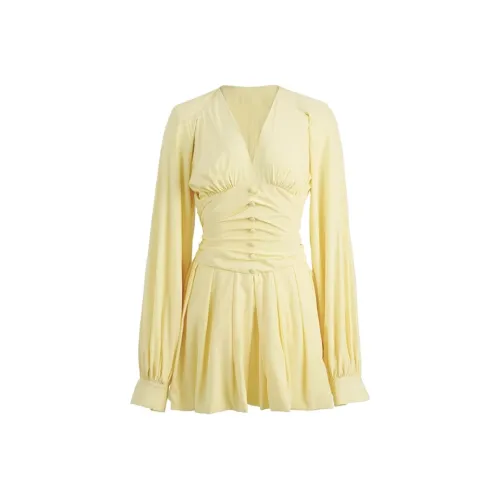 Lookinto Длинное платье с длинными рукавами женское желтое