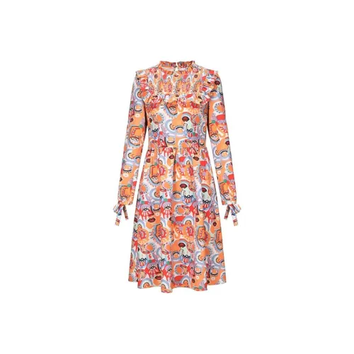 Tanni Длинное платье с длинными рукавами женское оранжевое