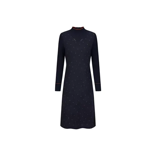 JZ. ANNAKRO Длинное платье с длинными рукавами женское цветочный темно-синий