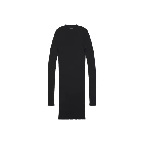 Balenciaga SS23 Длинное платье с длинными рукавами женское черное