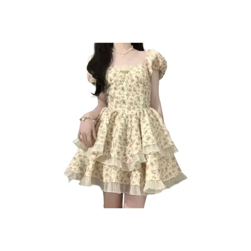 WOVLAS Короткое платье с короткими рукавами женское