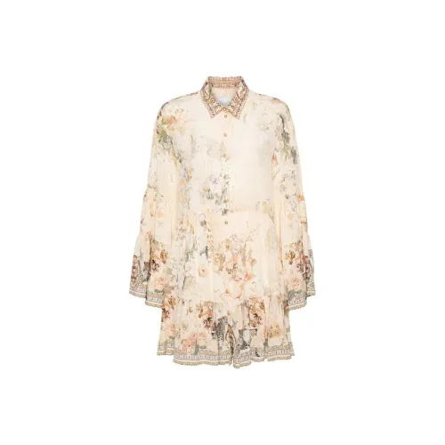 CAMILLA SS24 Длинное платье с длинными рукавами женское бежевый