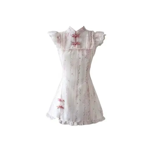 Lookinto Короткий рукав Платье Женское Розовое