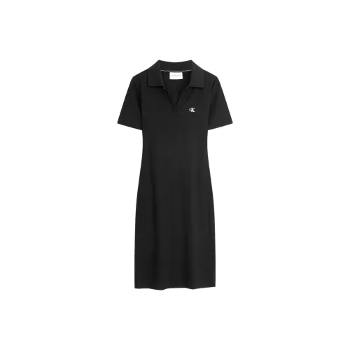 Calvin Klein SS24 Series BEH Космический черный Женские Короткие Платья с Рукавами