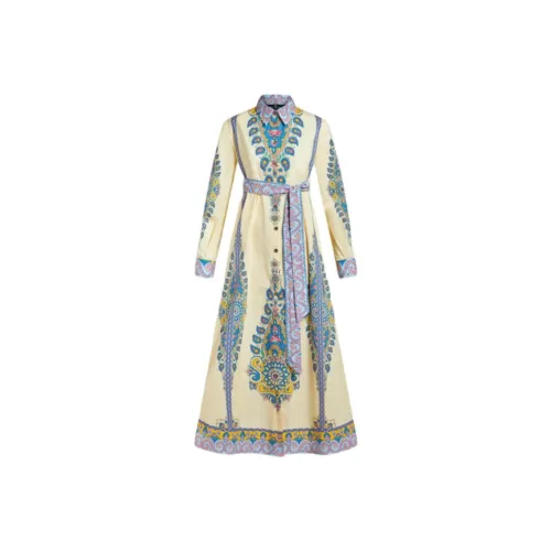 ETRO Белое Женское Длинное Платье с Рукавами